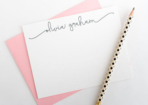 Personalized Stationery - Set of 10 Flat Note Cards