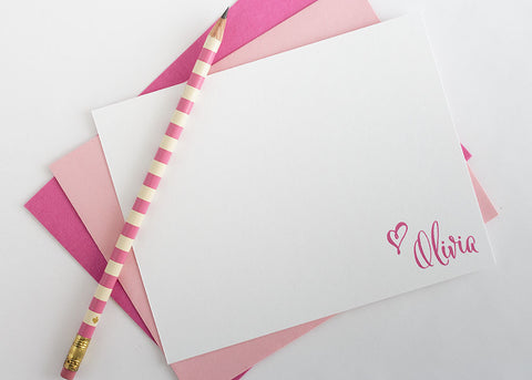 Personalized Stationery - Set of 10 Flat Note Cards