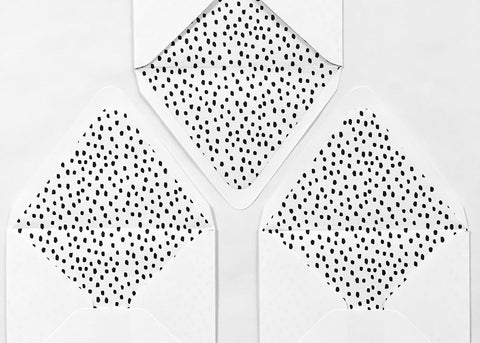 Black and White Polka Dot Envelope Liners - Set of 10