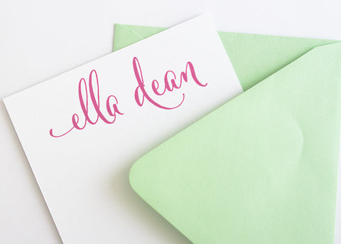 Personalized Stationery - Set of 10 Flat Note Cards