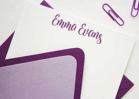 Personalized Stationery - Set of 10 Flat Note Cards