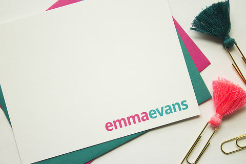 Personalized Stationery - Set of 10 Flat Note Cards