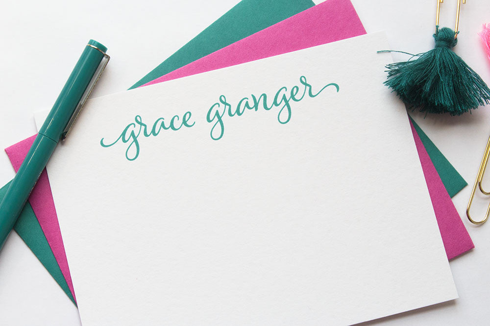 Personalized Stationery - Set of 10 Flat Note Cards
