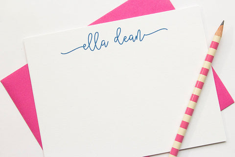 Personalized Stationery - Set of 10 Flat Note Cards