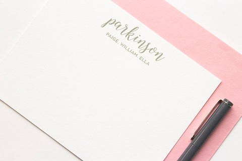 Personalized Stationery - Set of 10 Flat Note Cards