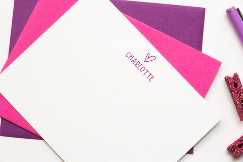 Personalized Stationery - Set of 10 Flat Note Cards