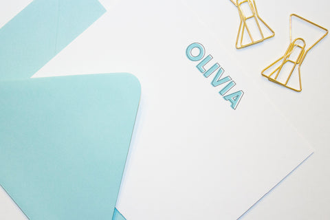 Personalized Stationery - Set of 10 Flat Note Cards