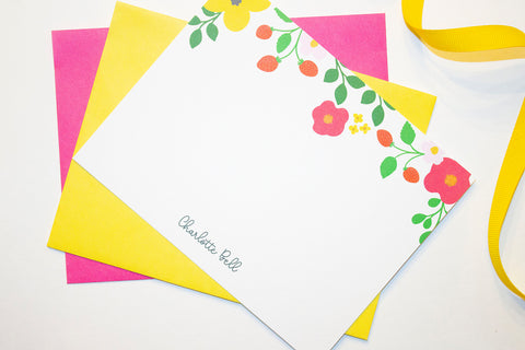 Personalized Stationery - Set of 10 Flat Note Cards